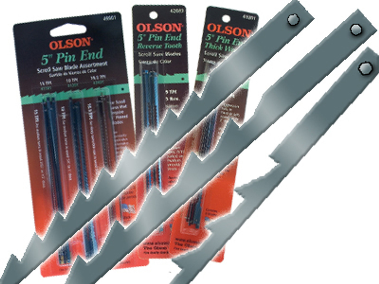 Olson Regular Tooth Pin End Scroll Saw Blades, 5, 2.5 TPI, 12/Pkg. -  Midwest Technology Products