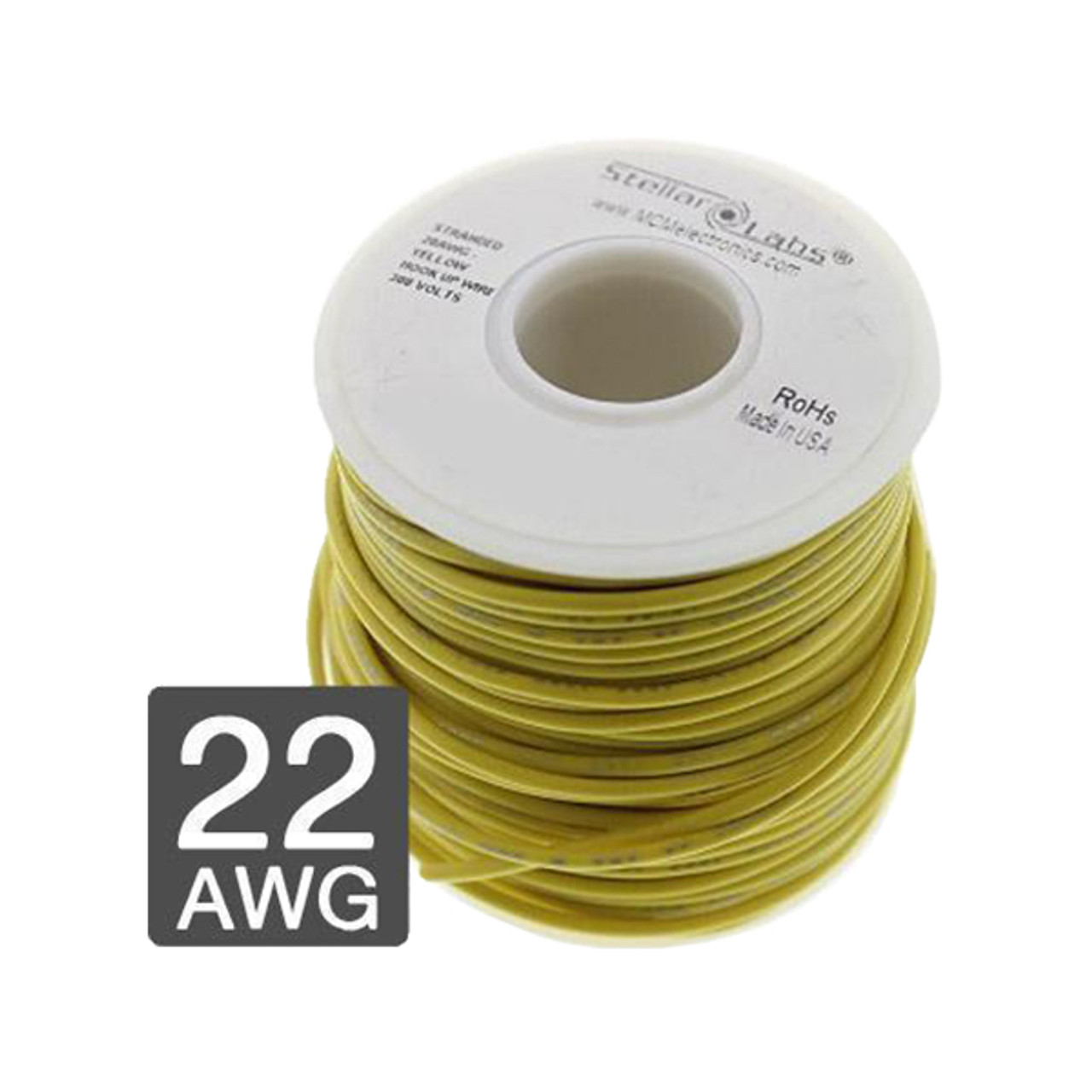 Hook-Up Wire, UL 1007, 18 AWG, Solid, 300V, Tinned Copper, PVC, White