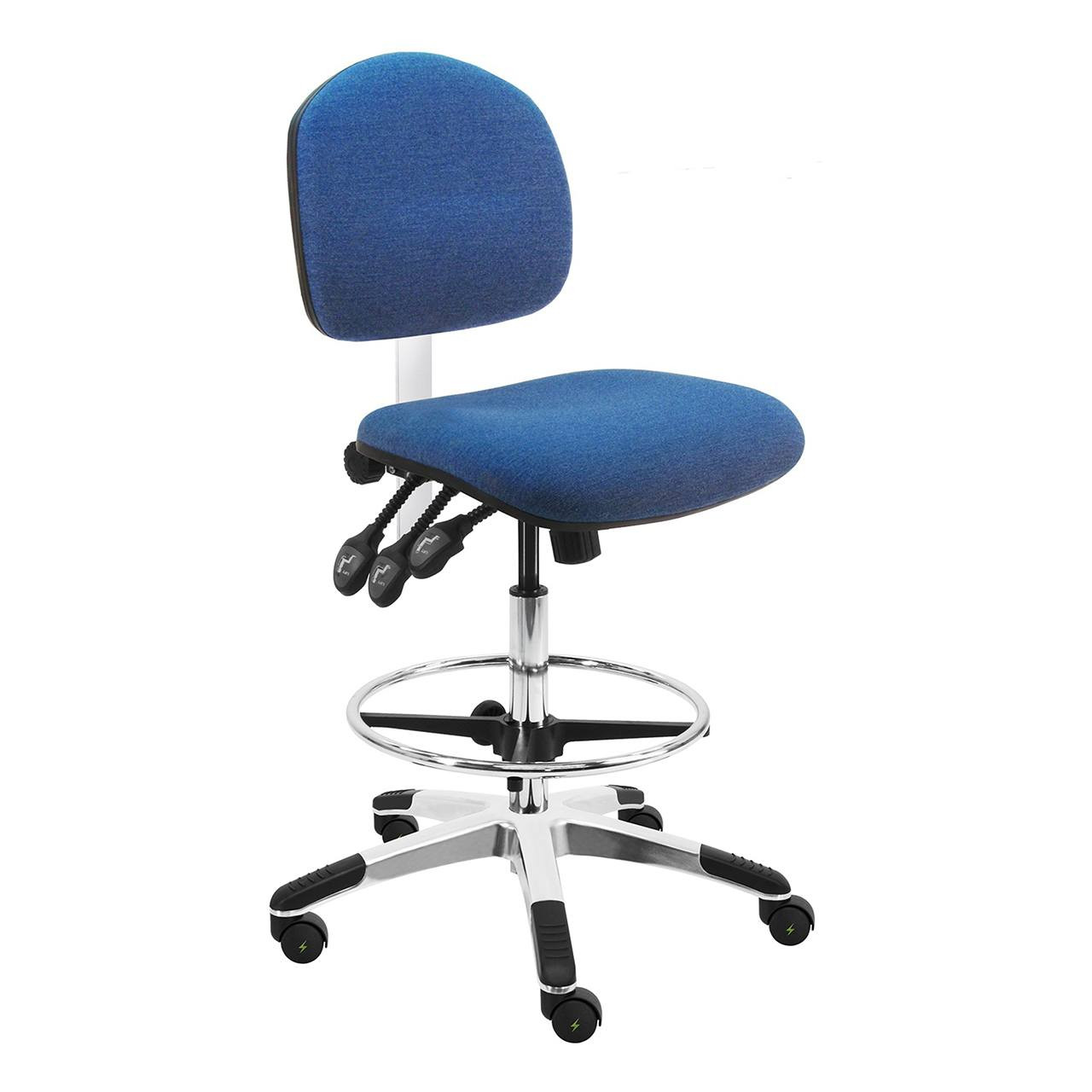 BenchPro Lincoln Series Ergonomic ESD Safe Fabric Tall Chair - Thumbnail 5