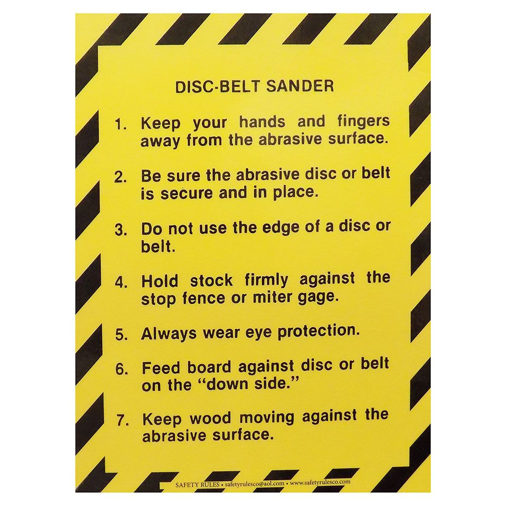 Safety Rules Machine Safety Rules Disc/Belt Sander, 8" x 11" Midwest