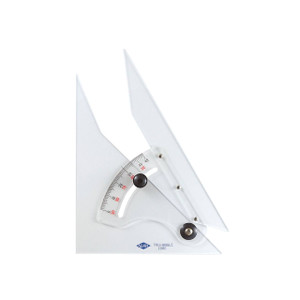 high-impact clear acrylic 8" adjustable triangle with engraved graduations and aluminum thumbscrew