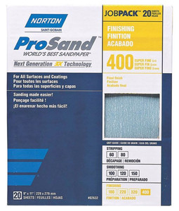 Norton ProSand Premium Sandpaper, 9" x 11", 400 Grit Norton ProSand Premium Sandpaper, 9" x 11", 400 Grit