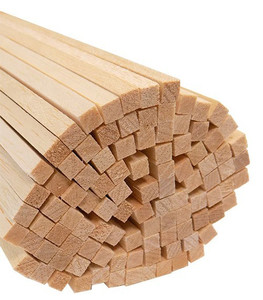 end of a bundle of light-colored balsa wood strips
