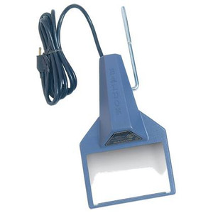 blue framed Baldor 6" x 4" lighted Plexiglas Eyeshields with blue wire cord for attaching to 6" grinder