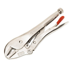 10" straight jaw locking pliers with nickel-plated finish, angled tooth pattern, precisely machined ferrule 10" straight jaw locking pliers with nickel-plated finish, angled tooth pattern, precisely machined ferrule