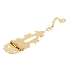 National Box Hasps Without Hook, Polished Brass, 5/8" x 1-7/8"