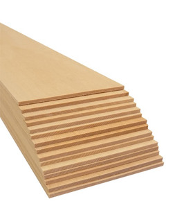 tiered stack of 3/32" x 3" x 24" Bud Nosen basswood sheets for architectural or engineering models