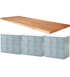 Midwest 18 Locker Work Bench, 120"L x 2-1/4"T