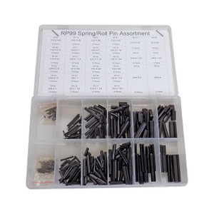315 carbon steel pins with plain finish organized into plastic storage tray 315 carbon steel pins with plain finish organized into plastic storage tray
