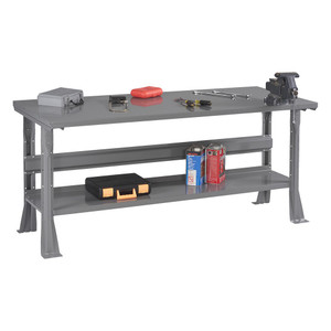 Tennsco Work Bench with Steel Top, Flared Legs and Lower Shelf, 6'W x 36"D