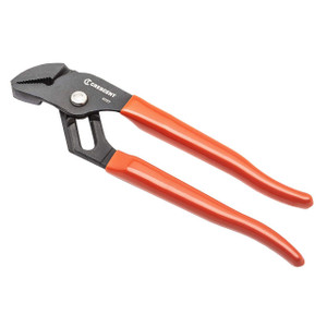 Crescent 7" Straight Jaw Tongue and Groove Pliers have self-locking jaw adjustment, red non-slip handles