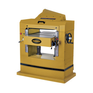 22" yellow cast iron planer has Segmented infeed roller with sectional chipbreaker, 4 knife cutterhead