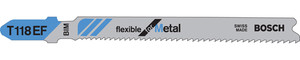 blue, gray and black graphic of bosch 3-5/8" t-shank bi-metal jig saw blade for metal with 11-18 tpi