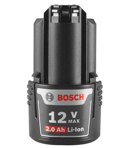 Bosch 12 volt, 2 Ah Lithium-Ion Battery for all bosch 12v tools has best in class size and weight rating Bosch 12 volt, 2 Ah Lithium-Ion Battery for all bosch 12v tools has best in class size and weight rating