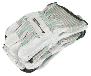 gray cowhide leather safety gloves with cotton canvas back and reinforced knuckle strap for added protection