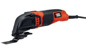red and black oscillating multi-tool with black power cord and Black & Decker logo on end