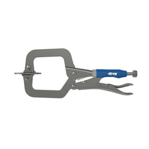 silver classic 2" face clamp with circular clamp pads and blue clamp handle with ergonomic padded grip silver classic 2" face clamp with circular clamp pads and blue clamp handle with ergonomic padded grip