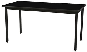 black rectangular 30" x 60" Wisconsin Bench Toro Table with fixed height 29-1/2" tall legs black rectangular 30" x 60" Wisconsin Bench Toro Table with fixed height 29-1/2" tall legs