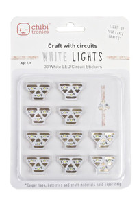 package of 30 white Chibitronics LED circuit stickers for kids to light up paper crafts projects package of 30 white Chibitronics LED circuit stickers for kids to light up paper crafts projects