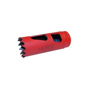 red Morse Bi-metal hole saw with 7/8" diameter and tooth set design for faster material removal