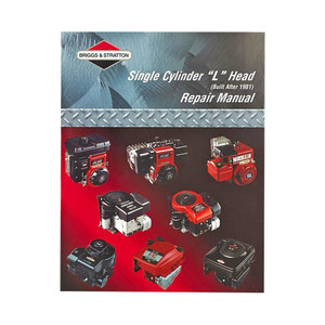 red and gray front cover of briggs & stratton small engine book about single cylinder 'L' head engines