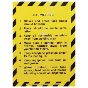 Safety Rules Machine Safety Rules Gas Welding, 6" x 8"
