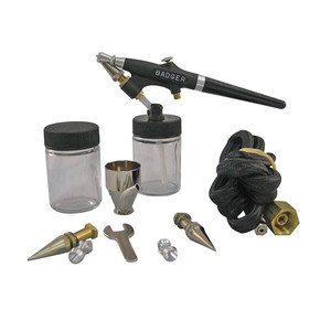 Badger Model 350 Airbrush Set with 3 tips, needles, 8' air hose, 2 jars, pipe thread fitting, wrench Badger Model 350 Airbrush Set with 3 tips, needles, 8' air hose, 2 jars, pipe thread fitting, wrench