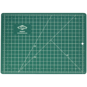 green side of 8-1/2" x 12" alvin professional self-healing cutting mat with white grid lines and measurements