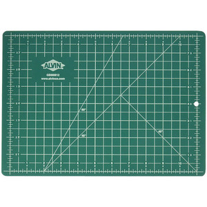 green side of 8-1/2" x 12" alvin professional self-healing cutting mat with white grid lines and measurements