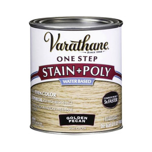 Varathane Water-Based One Step Stain & Polyurethane, Golden Pecan, Quart