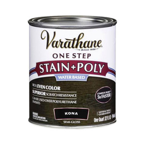 Varathane Water-Based One Step Stain & Polyurethane, Kona, Quart Varathane Water-Based One Step Stain & Polyurethane, Kona, Quart