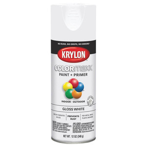 Krylon COLORmaxx Spray Paint + Primer, Gloss White Krylon COLORmaxx Spray Paint + Primer, Gloss White