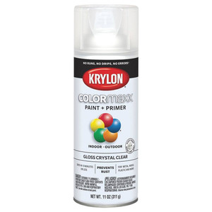 Krylon COLORmaxx Spray Paint + Primer, Gloss Crystal Clear Krylon COLORmaxx Spray Paint + Primer, Gloss Crystal Clear