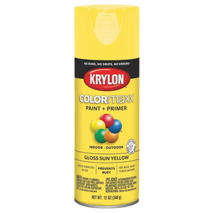 Krylon COLORmaxx Spray Paint + Primer, Gloss Yellow Krylon COLORmaxx Spray Paint + Primer, Gloss Yellow