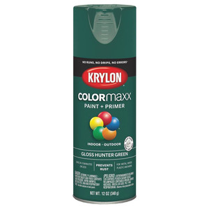 Krylon COLORmaxx Spray Paint + Primer, Gloss Hunter Green Krylon COLORmaxx Spray Paint + Primer, Gloss Hunter Green