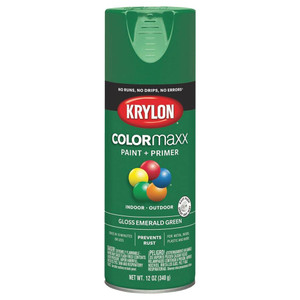 Krylon COLORmaxx Spray Paint + Primer, Gloss Emerald Green Krylon COLORmaxx Spray Paint + Primer, Gloss Emerald Green