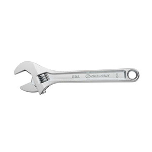 8" adjustable chrome-plated wrench has laser etched scale and is made from heat-treated forged alloy steel