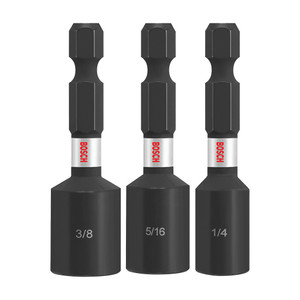 set of 3 black bosch impact tough 1-7/8" nutsetters designed for use with high-torque impact drivers