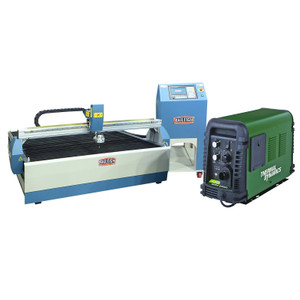 blue and white Baileigh CNC steel-frame Plasma Table model number PT-44AH-W with green A80 Cutter blue and white Baileigh CNC steel-frame Plasma Table model number PT-44AH-W with green A80 Cutter