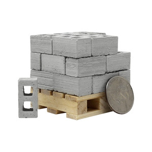 Mini Materials 1:12 Scale Half Cinder Blocks, 15-Pack