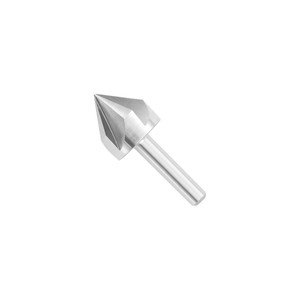 titanium-coated Bosch 3/4" High-Speed Steel Countersink has balanced double flute, trailing flute