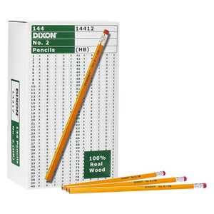 Dixon No. 2 Economy Woodcase Pencil with Eraser, 144
