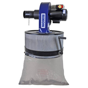 blue handled dust collector with gray basket uses suction to collect wood chips and dust blue handled dust collector with gray basket uses suction to collect wood chips and dust