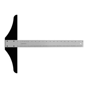 24" aluminum T-square with black crosspiece on left and black measurement markings along ruler 24" aluminum T-square with black crosspiece on left and black measurement markings along ruler