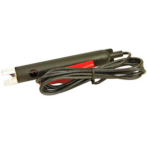 black spark plug wire tester with black cable attached from one end to a red end and wrapped up tightly black spark plug wire tester with black cable attached from one end to a red end and wrapped up tightly