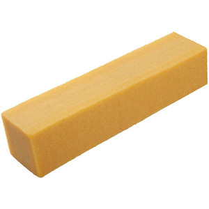 yellow 1-3/8" x 1-3/8" x 6" natural rubber cleaning stick for sandpaper and other abrasives