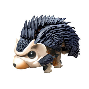 completed build of thames & kosmos tumbling hedgehog robot with dark gray spikes and light tan face completed build of thames & kosmos tumbling hedgehog robot with dark gray spikes and light tan face