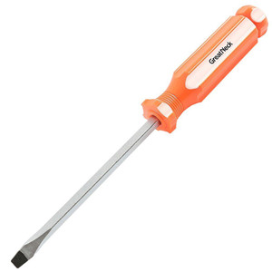 orange acetate fluted screwdriver handle with 4" x 3/16" chrome vanadium shank and magnetized tip