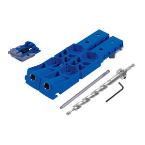 Kreg Pocket Hole Jig XL, 1/2" dia. XL stepped drill bit, 6" #3 XL square driver bit, stop collar, hex wrench Kreg Pocket Hole Jig XL, 1/2" dia. XL stepped drill bit, 6" #3 XL square driver bit, stop collar, hex wrench