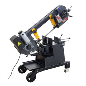 semi-automatic down feed dual mitering bandsaw with beltless direct drive motor, variable speed controls semi-automatic down feed dual mitering bandsaw with beltless direct drive motor, variable speed controls